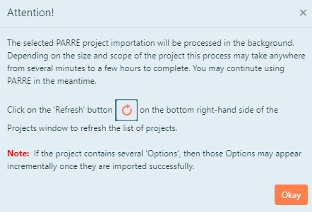 Background Import Message