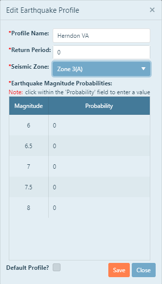 Earthquake profile